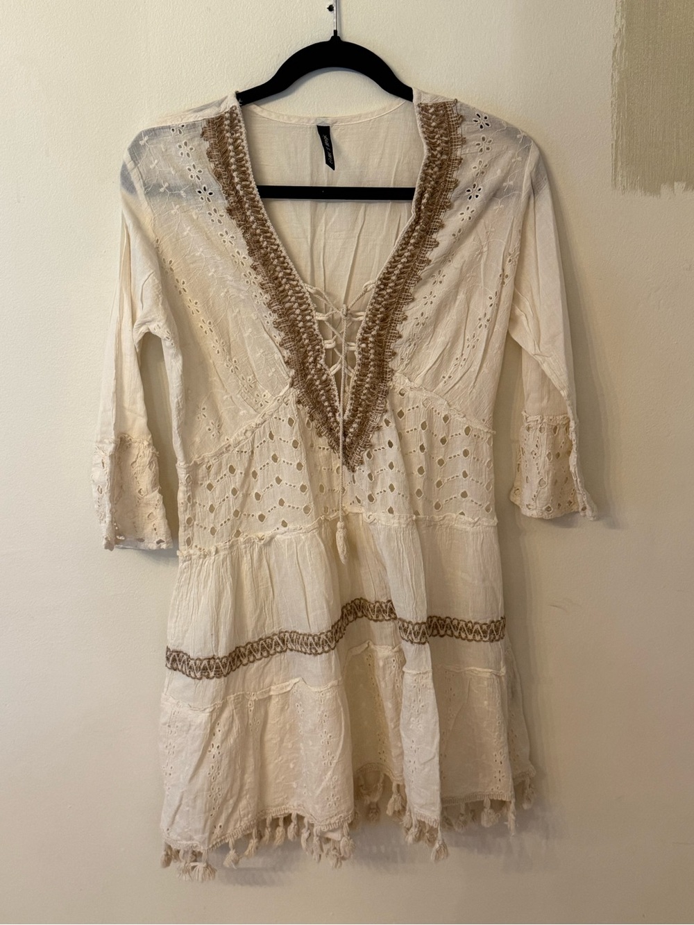 Boho Lace-Trim White Swim Coverup Tunic